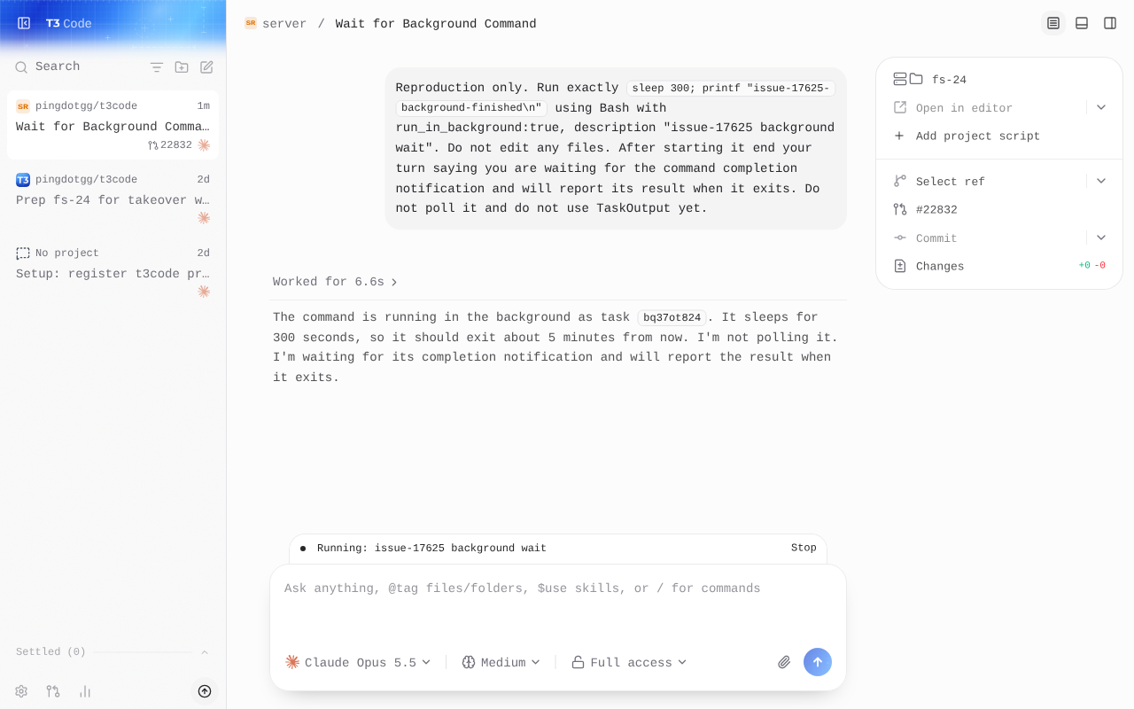 Background command still running in the isolated web client