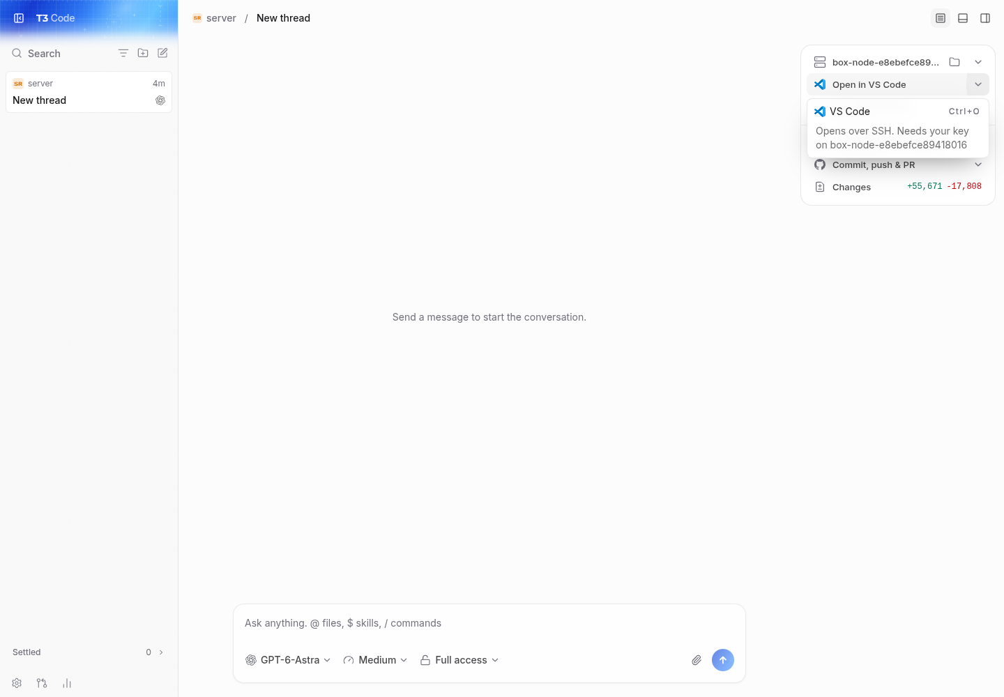 before: remote browser offers only VS Code