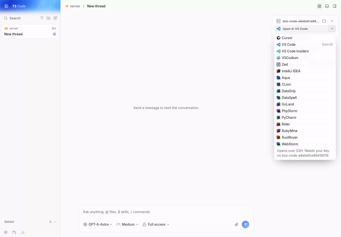 select Zed and open its remote SSH destination