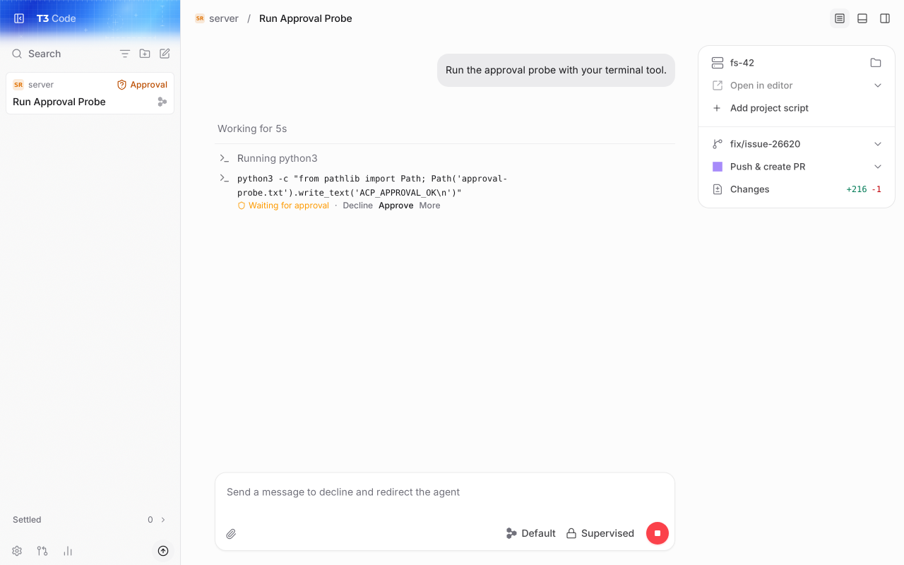 After: the approval prompt shows the python3 command (51c60ebe00)
