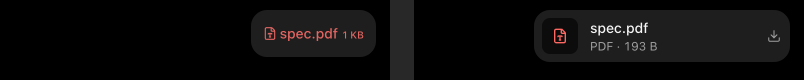 A PDF sent alone, before (left) and after (right)
