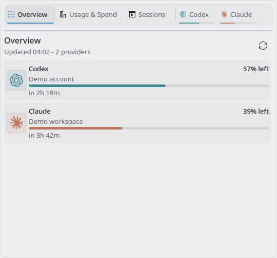 CodexBar Plasma overview