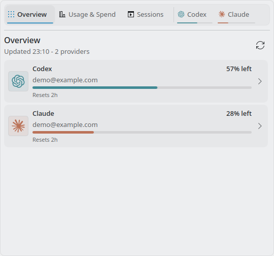 CodexBar Plasma overview