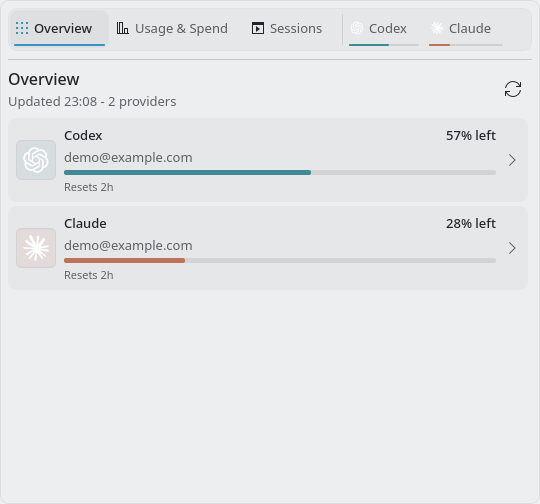 CodexBar Plasma overview