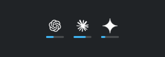 Neutral provider icons and thin accent-colored usage meters in the Minimal panel