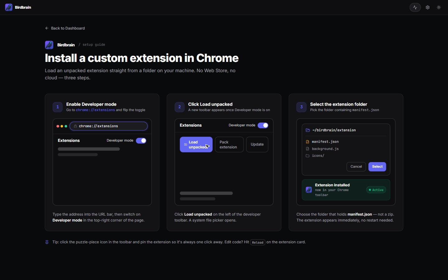 Extension setup guide